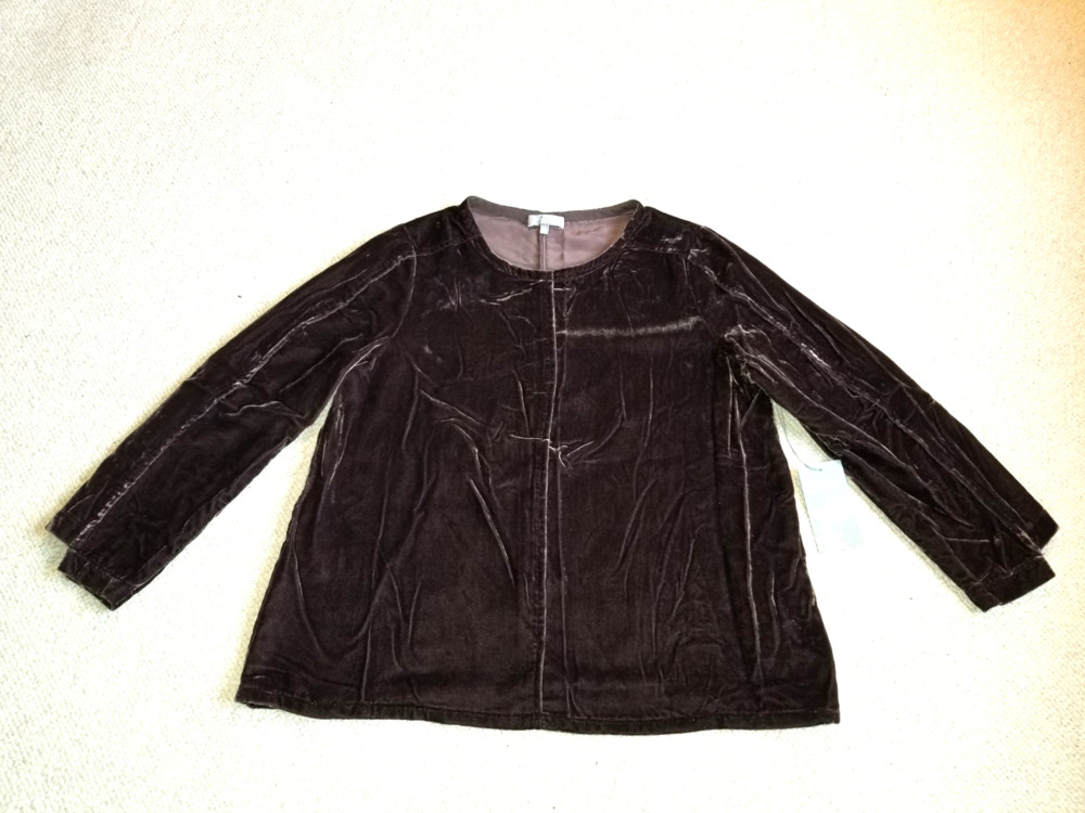NWT Womens Top-HABITAT-brown velvet lagenlook tunic whimsigoth 3/4 slv-XS